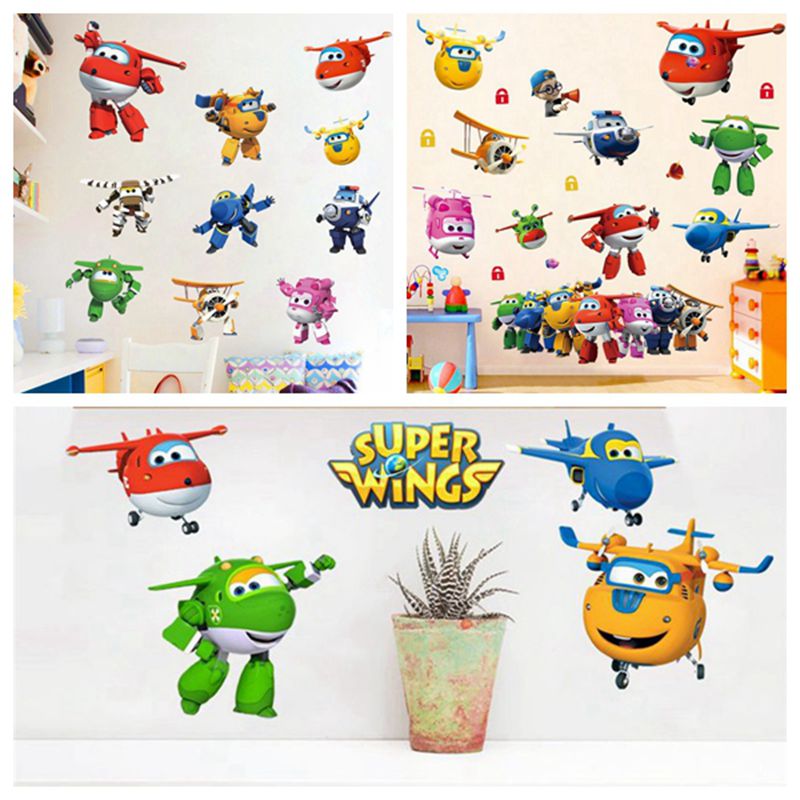 Baby Nursery Decals - Hot Cartoon Super Wings Deformation Airplane