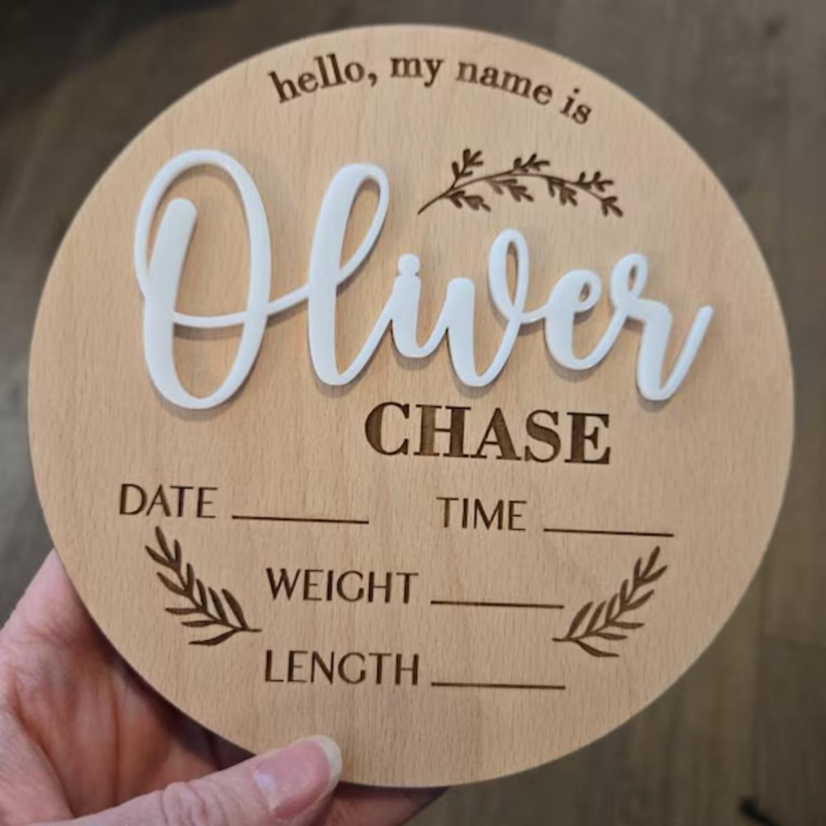 Baby Nursery Ornaments - 1Pc Custom Baby Announcement Sign Wooden