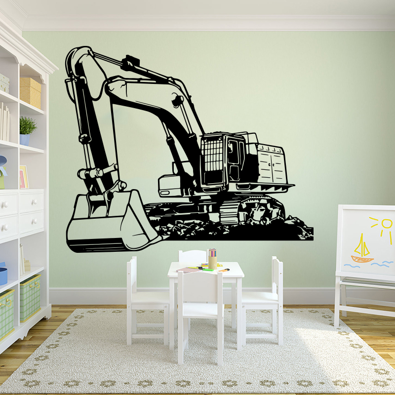 Baby Nursery Decals - Large Heavy Equipmen Excavator Digger Wall