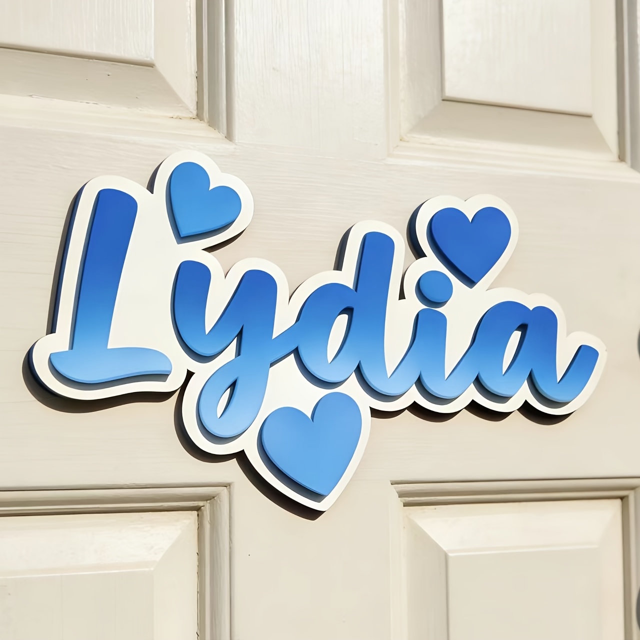 Baby Nursery Hanging Decor - Personalized Gradient Heart Name Sign, Customizable