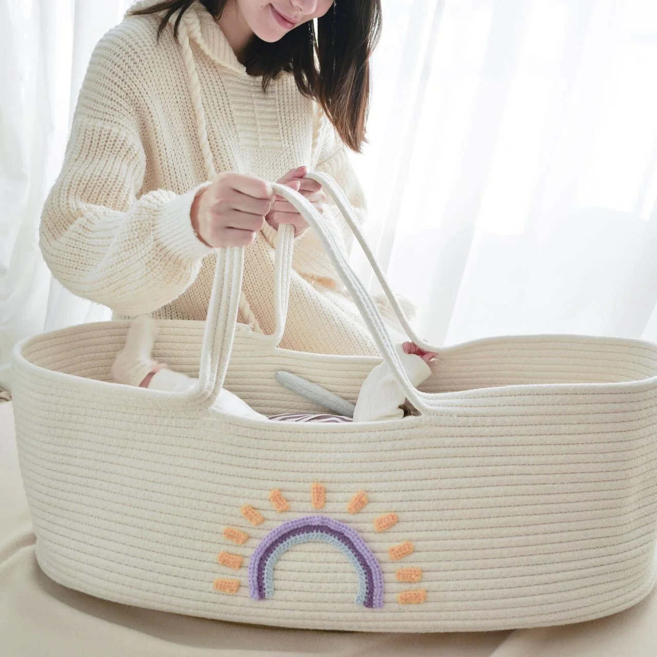 Baby Nursery Basket - Portable Baby Carrying Basket Cradle for