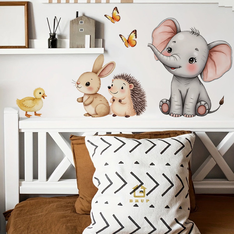 Wall Decal Nursery - Cartoon Animal Wall Sticker - Elephant