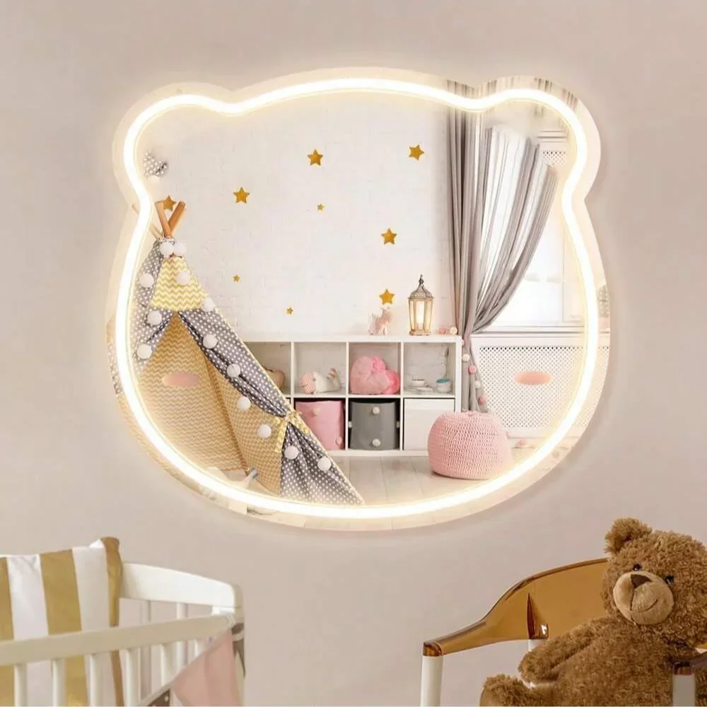 Baby Nursery Mirror - Bear Shaped Mirror Neon Sign Dimmable
