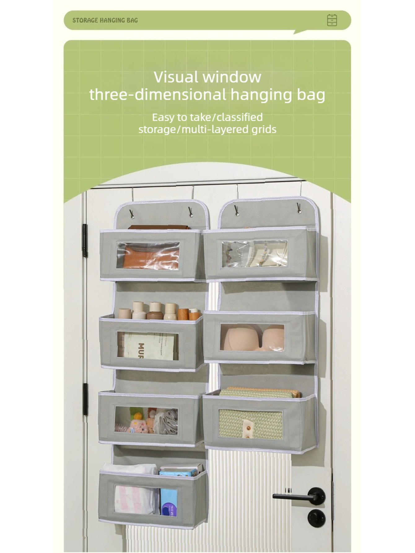 Baby Nursery Hooks - Multi-Layer Visible Baby Nursery Hanging Bag