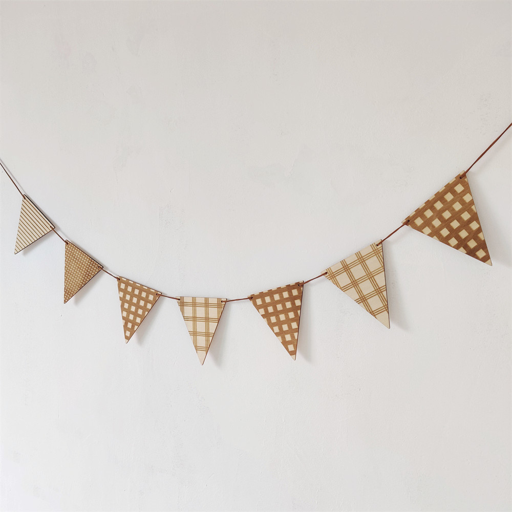 Baby Nursery Hanging Decor - Nordic Wooden Triangle Flag Wall Hanging