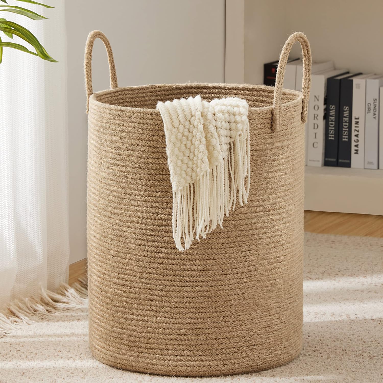 Baby Nursery Basket - Large Storage Basket Tall Woven Decorative