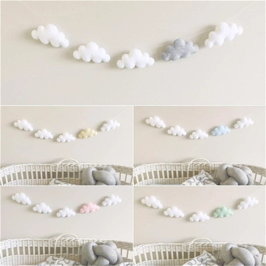 Baby Nursery Ornaments - Nordic Felt Cloud Garlands String Wall