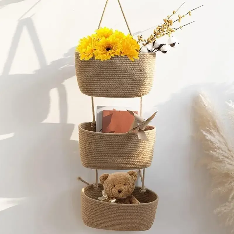 3-Tier Woven Cotton Hanging St - Baby Nursery Hooks recension och pris