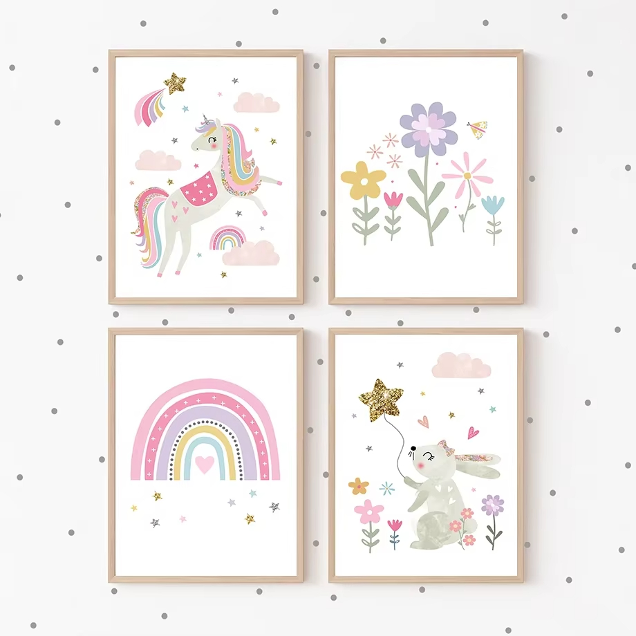 Pink Unicorn Rabbit Rainbow Cl - Baby Nursery Mirror recension och pris
