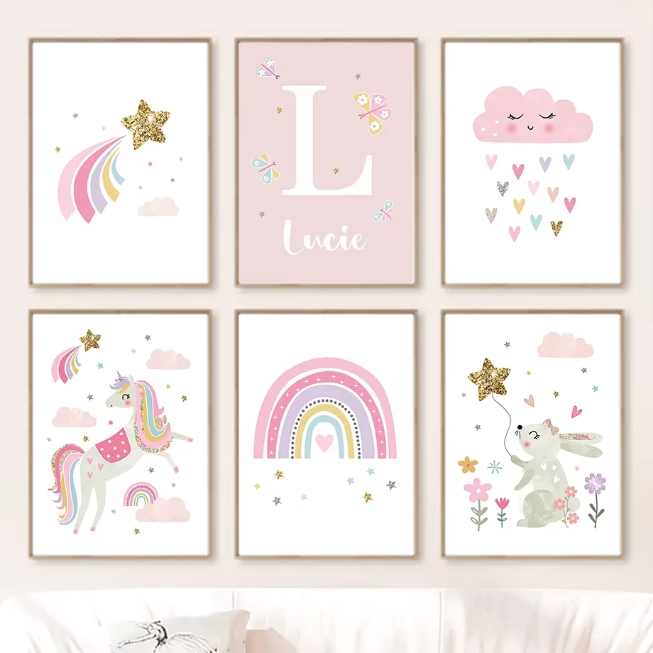Pink Unicorn Rabbit Rainbow Cl - Baby Nursery Mirror recension och pris