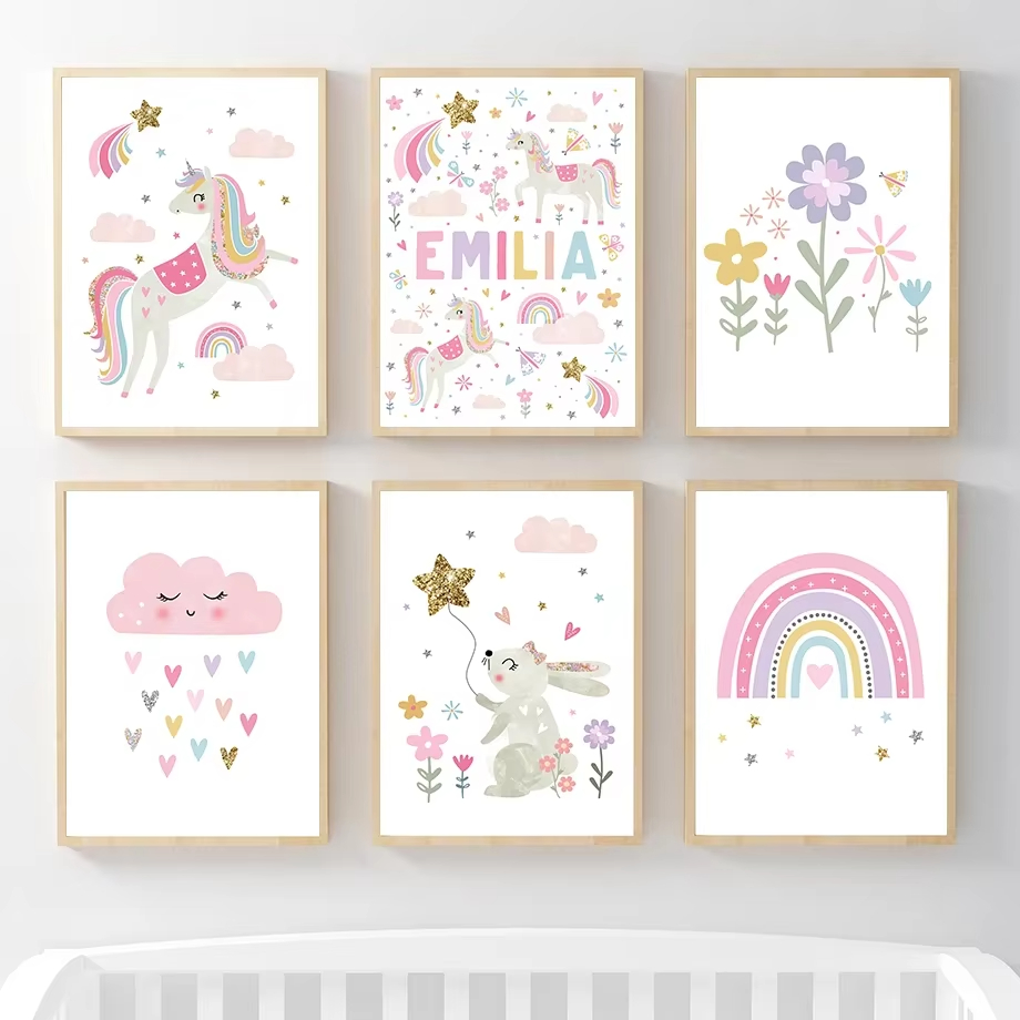Pink Unicorn Rabbit Rainbow Cl - Baby Nursery Mirror recension och pris