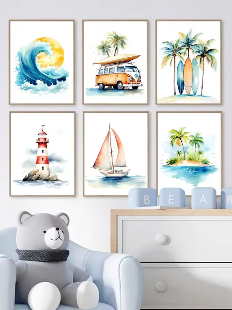 Surf Ocean Themed Nursery Beac - Baby Nursery Mirror recension och pris