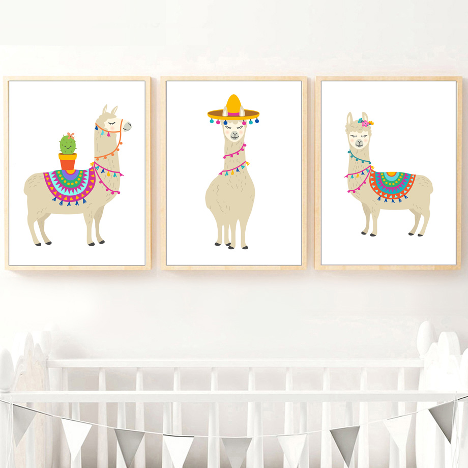 Cartoon Llama Cactus Nursery W - Baby Nursery Mirror recension och pris