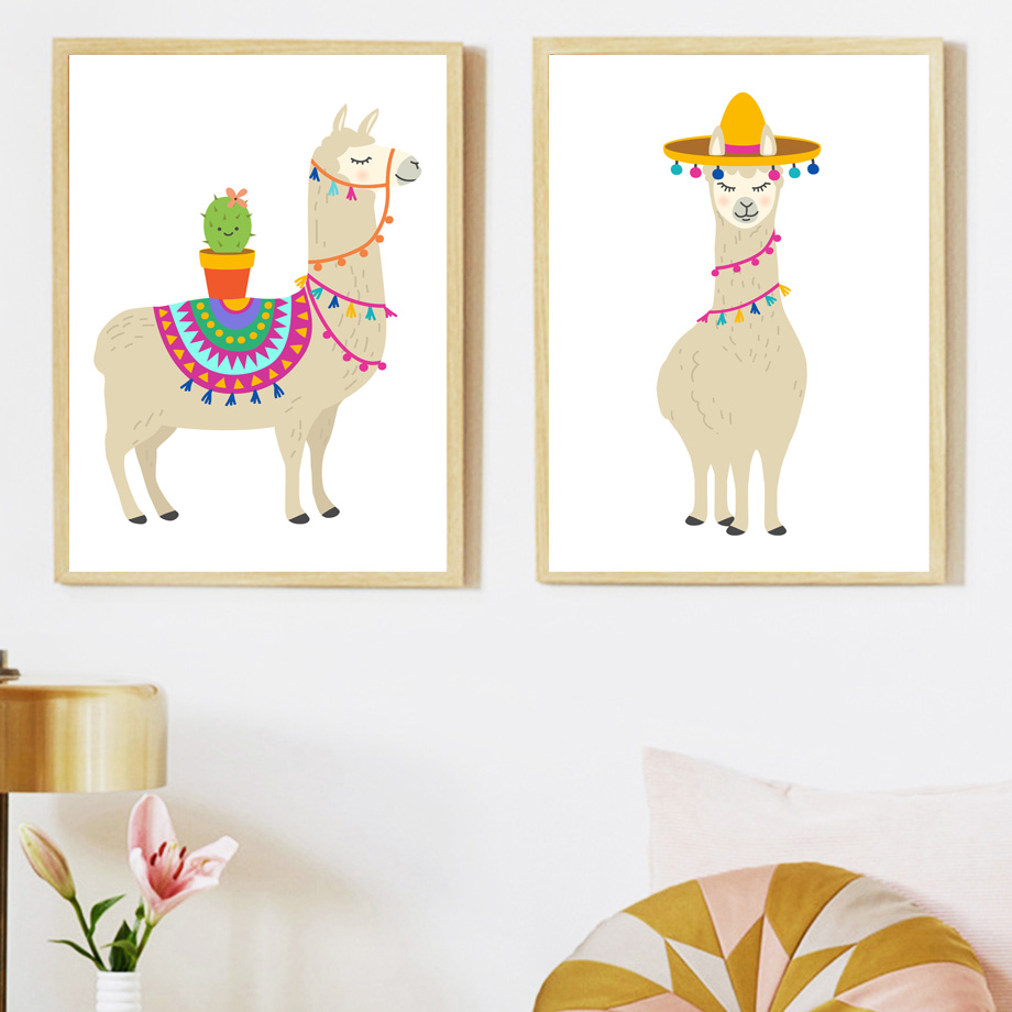 Cartoon Llama Cactus Nursery W - Baby Nursery Mirror recension och pris