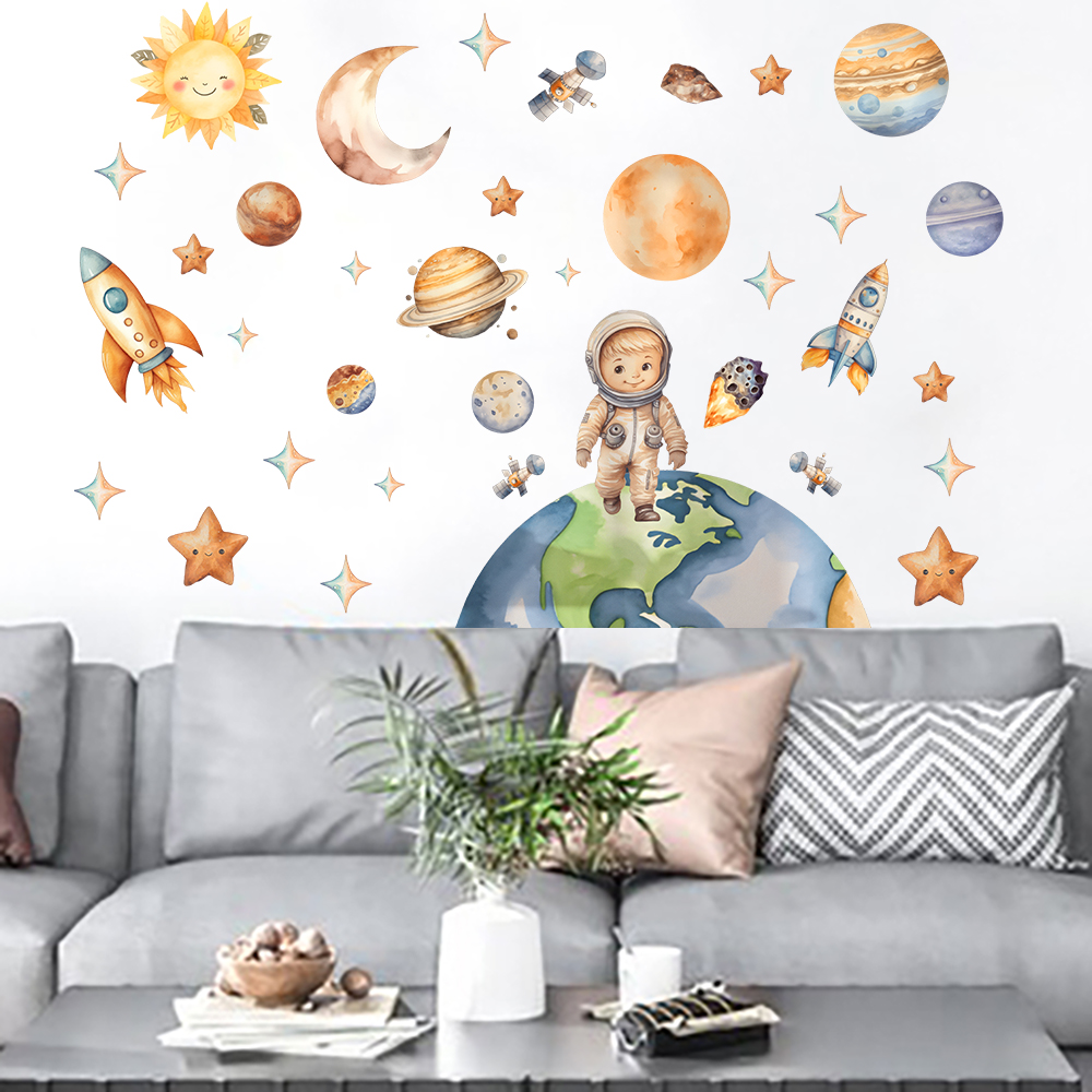 Large Space & Galaxy Rocket As - Baby Nursery Decals recension och pris