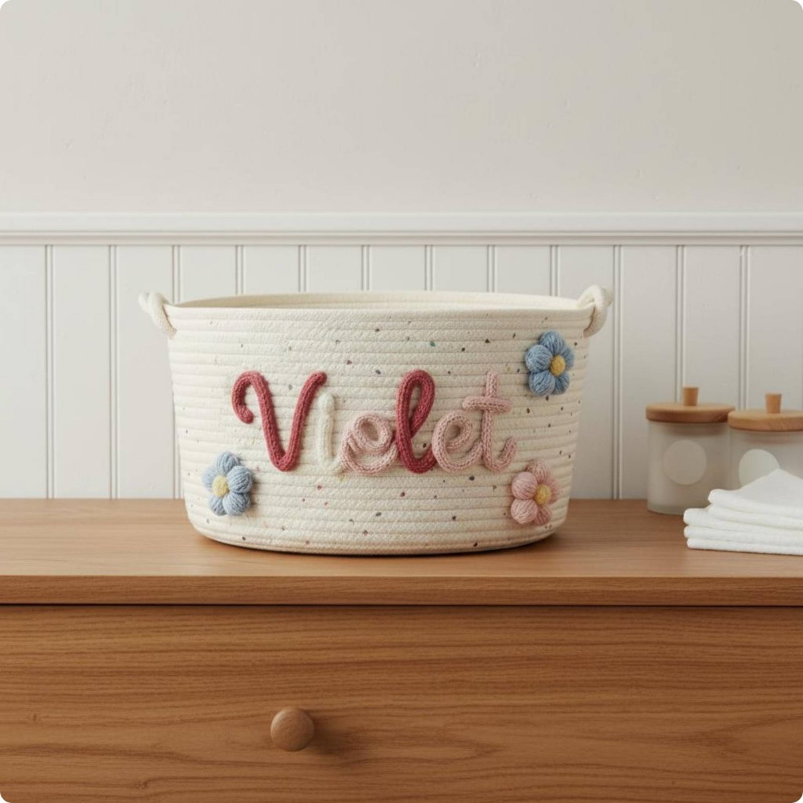Embroidered Name Nursery Conta - Baby Nursery Basket recension och pris