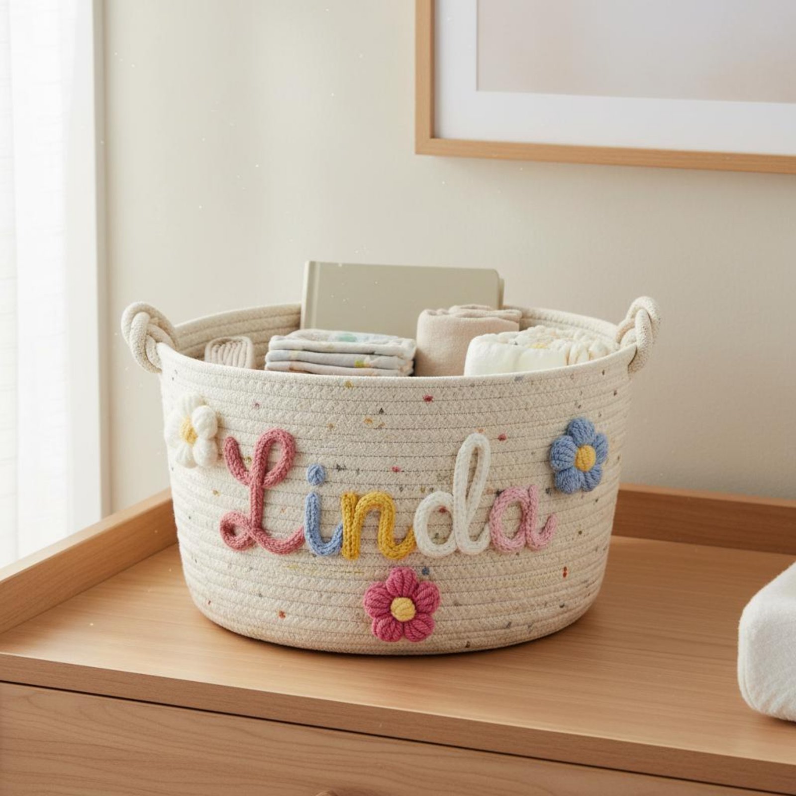 Embroidered Name Nursery Conta - Baby Nursery Basket recension och pris