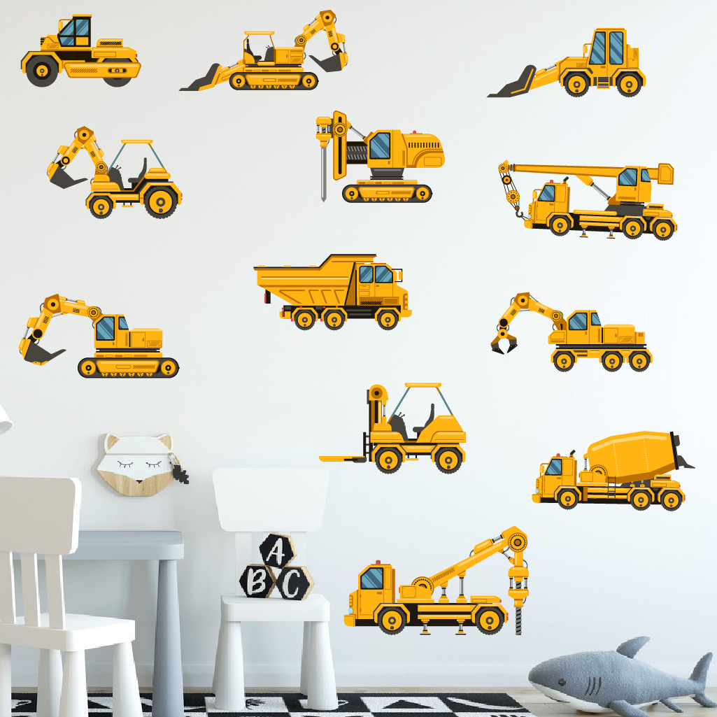 Cartoon Excavator Engineering  - Baby Nursery Decals recension och pris