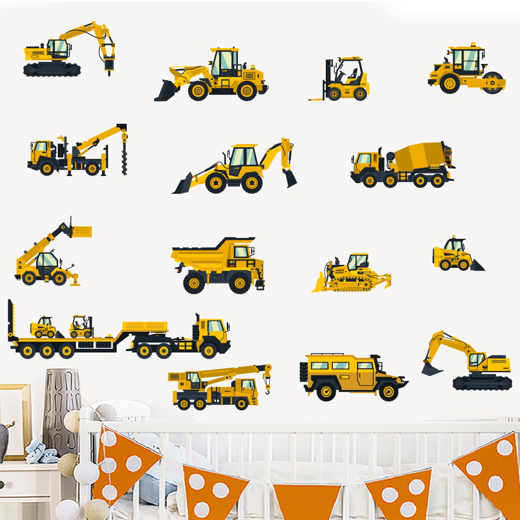 Cartoon Excavator Engineering  - Baby Nursery Decals recension och pris