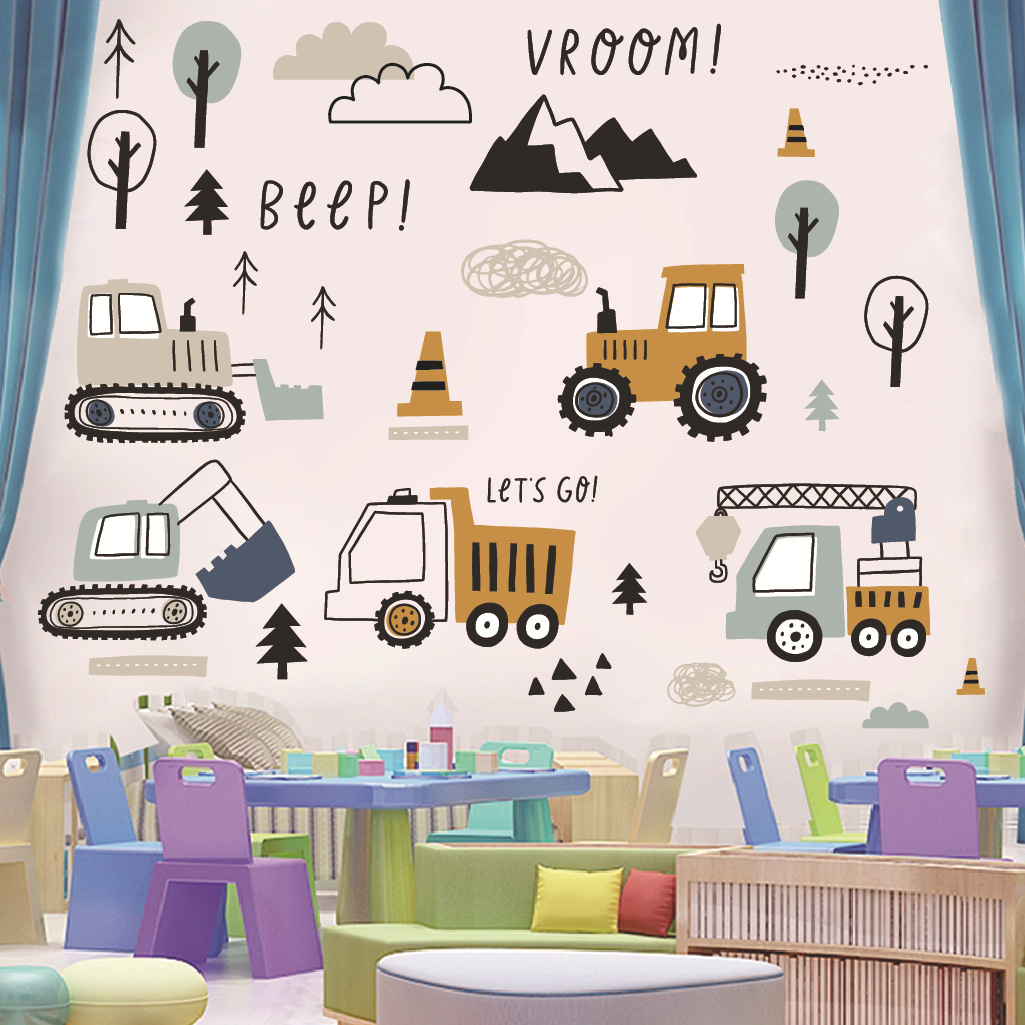 Cartoon Excavator Engineering  - Baby Nursery Decals recension och pris