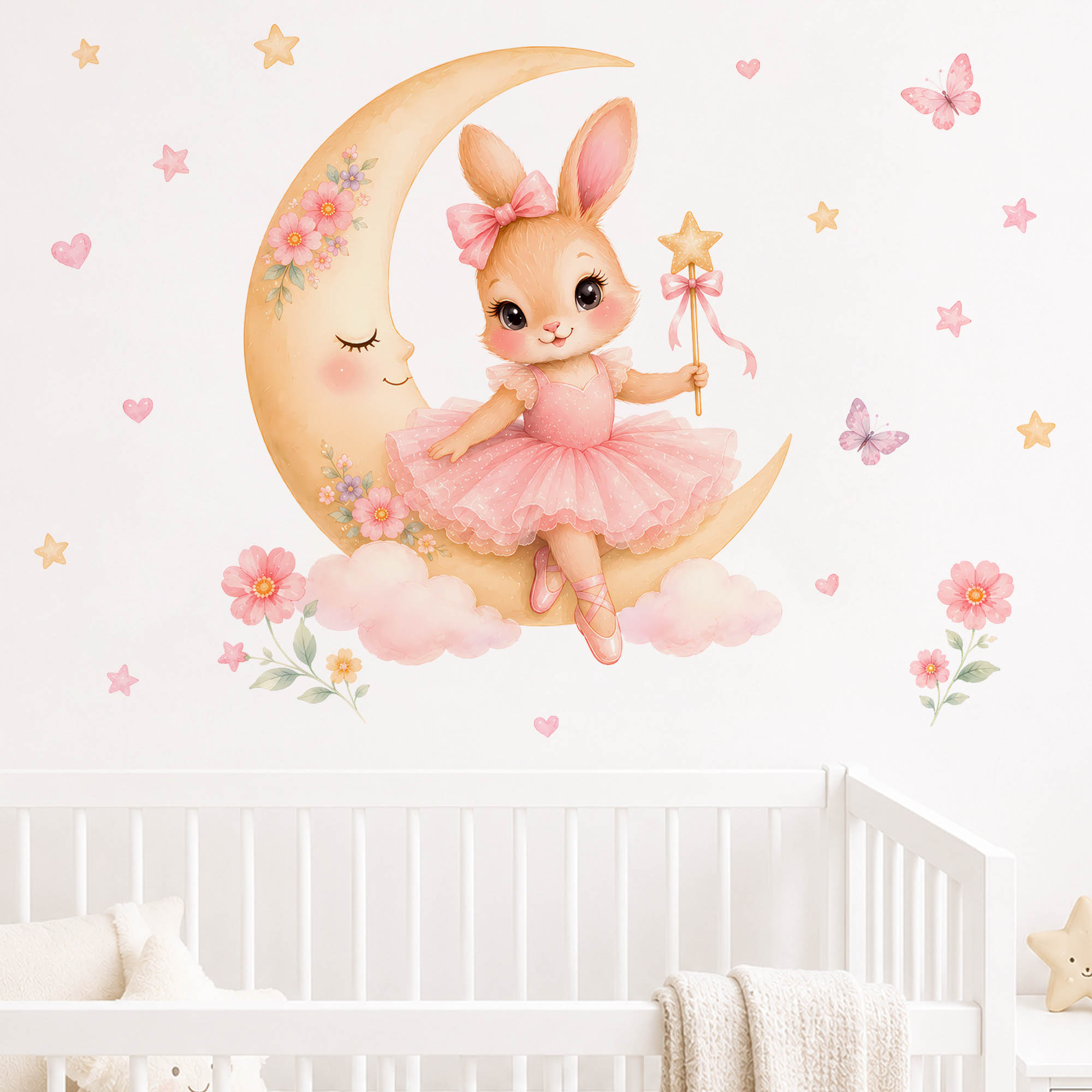 Watercolor Ballerina Bunny Moo - Baby Nursery Hanging Decor recension och pris