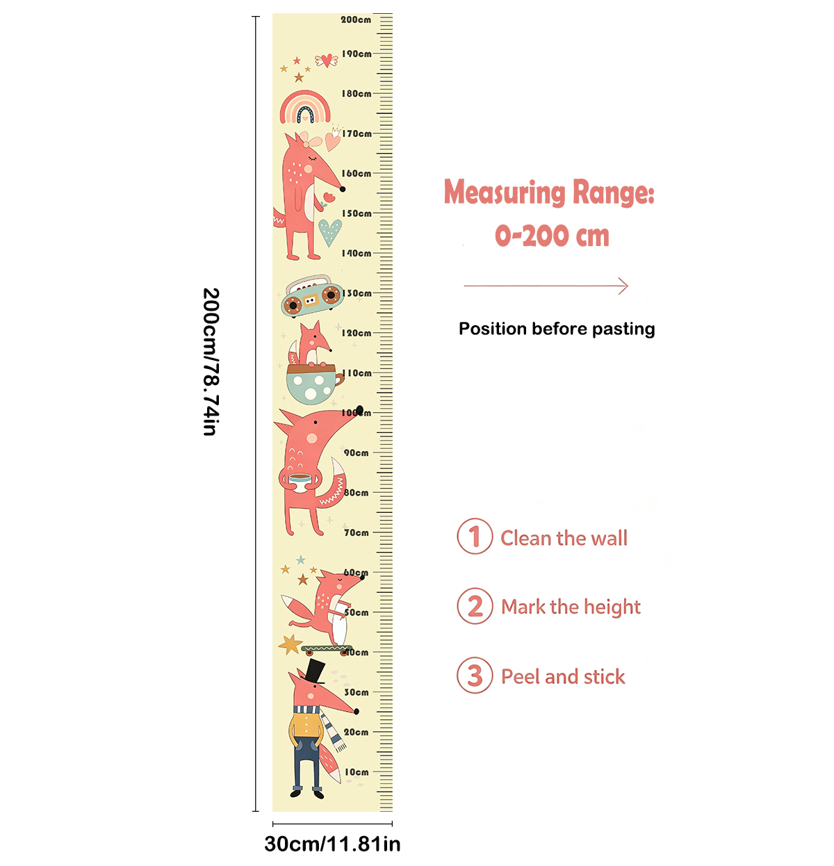 Lovely Animal Fox Kids Height  - Wall Decal Nursery recension och pris