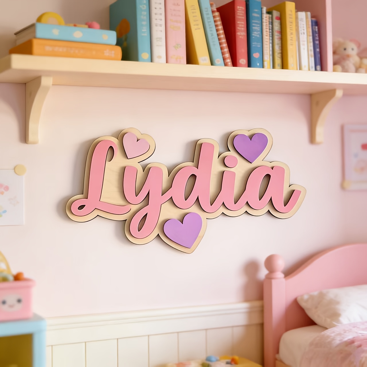 Personalized Gradient Heart Na - Baby Nursery Hanging Decor recension och pris