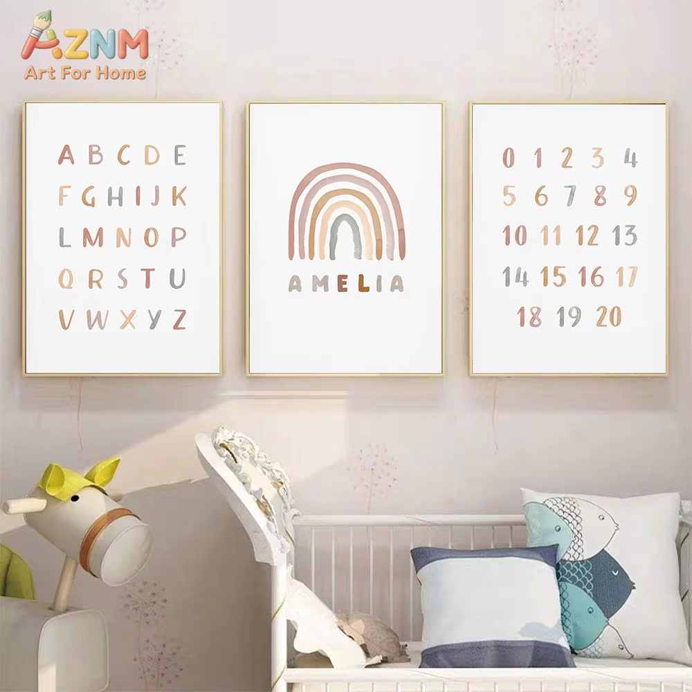 Poster Custom ABC 123 Rainbow  - Baby Nursery Mirror recension och pris