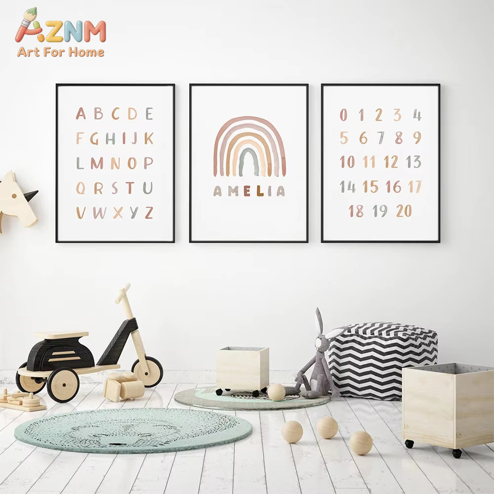 Poster Custom ABC 123 Rainbow  - Baby Nursery Mirror recension och pris