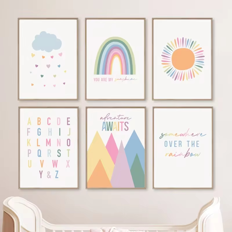 Boho ABC Rainbow Sun Clouds Ad - Baby Nursery Mirror recension och pris