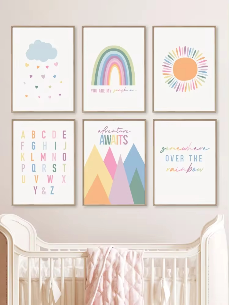 Boho ABC Rainbow Sun Clouds Ad - Baby Nursery Mirror recension och pris