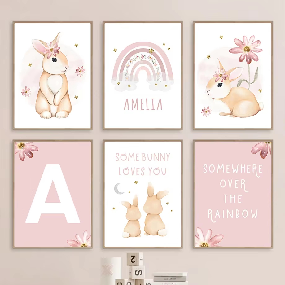 Cute Watercolor Rabbit Rainbow - Baby Nursery Mirror recension och pris
