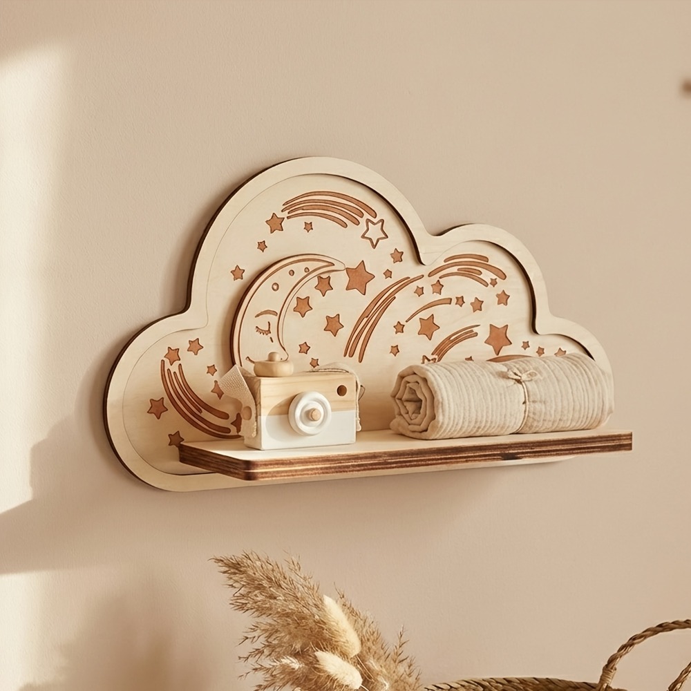 Wooden Cloud Wall Shelf Star M - Baby Nursery Hooks recension och pris