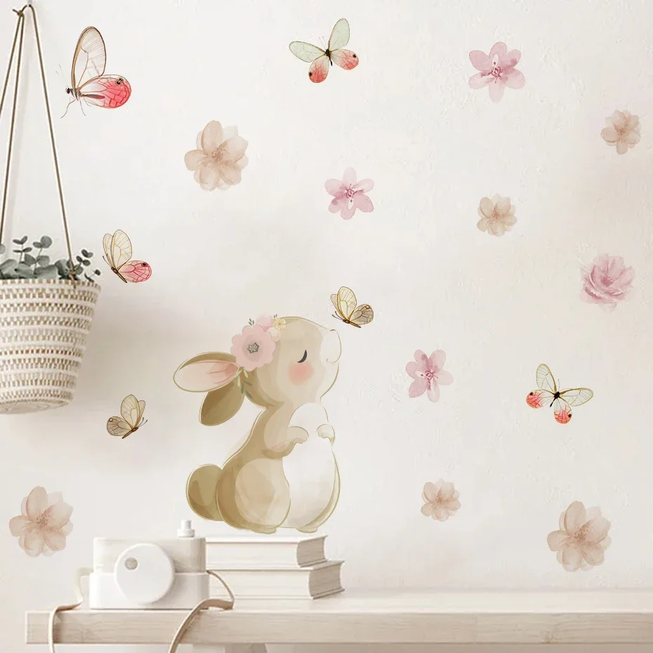 Boho Style Floral Rabbit Butte - Wall Decal Nursery recension och pris