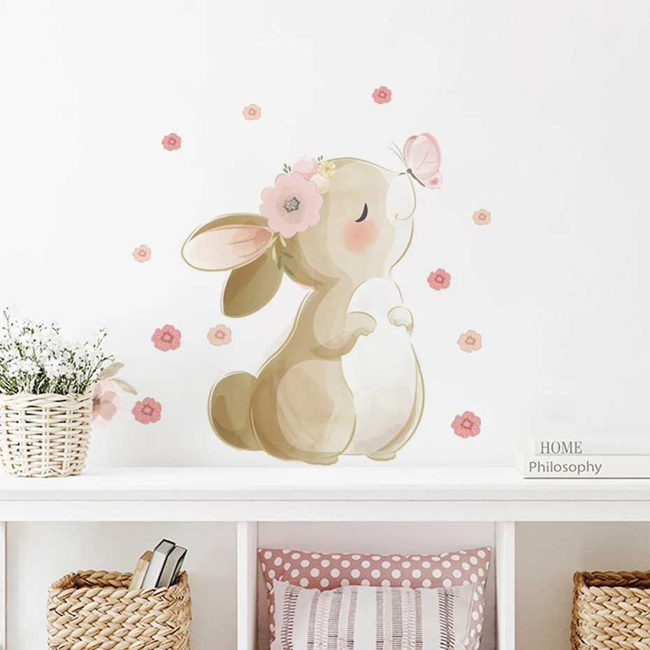 Boho Style Floral Rabbit Butte - Wall Decal Nursery recension och pris
