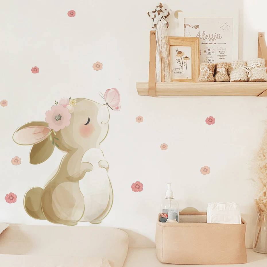 Boho Style Floral Rabbit Butte - Wall Decal Nursery recension och pris