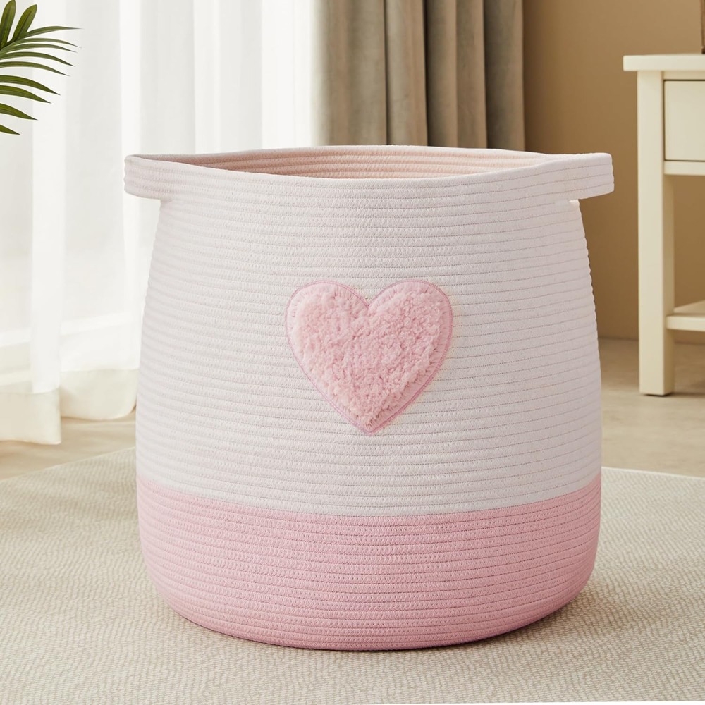 Pink Laundry Basket Hamper for - Baby Nursery Basket recension och pris