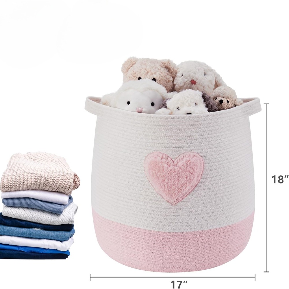 Pink Laundry Basket Hamper for - Baby Nursery Basket recension och pris