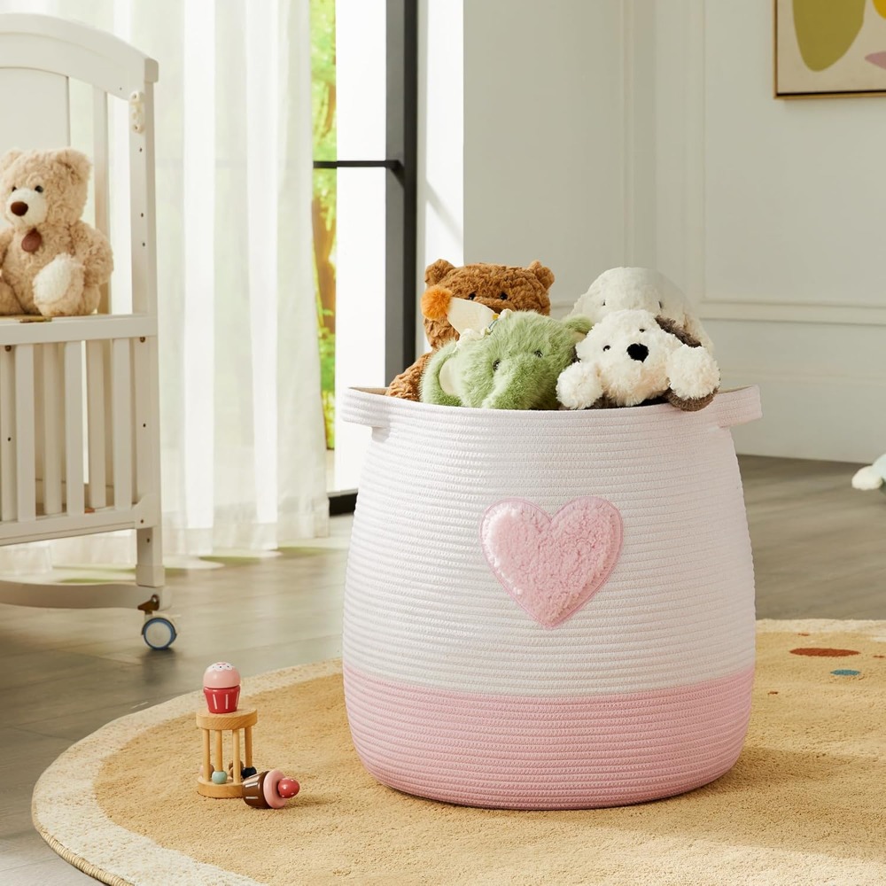 Pink Laundry Basket Hamper for - Baby Nursery Basket recension och pris