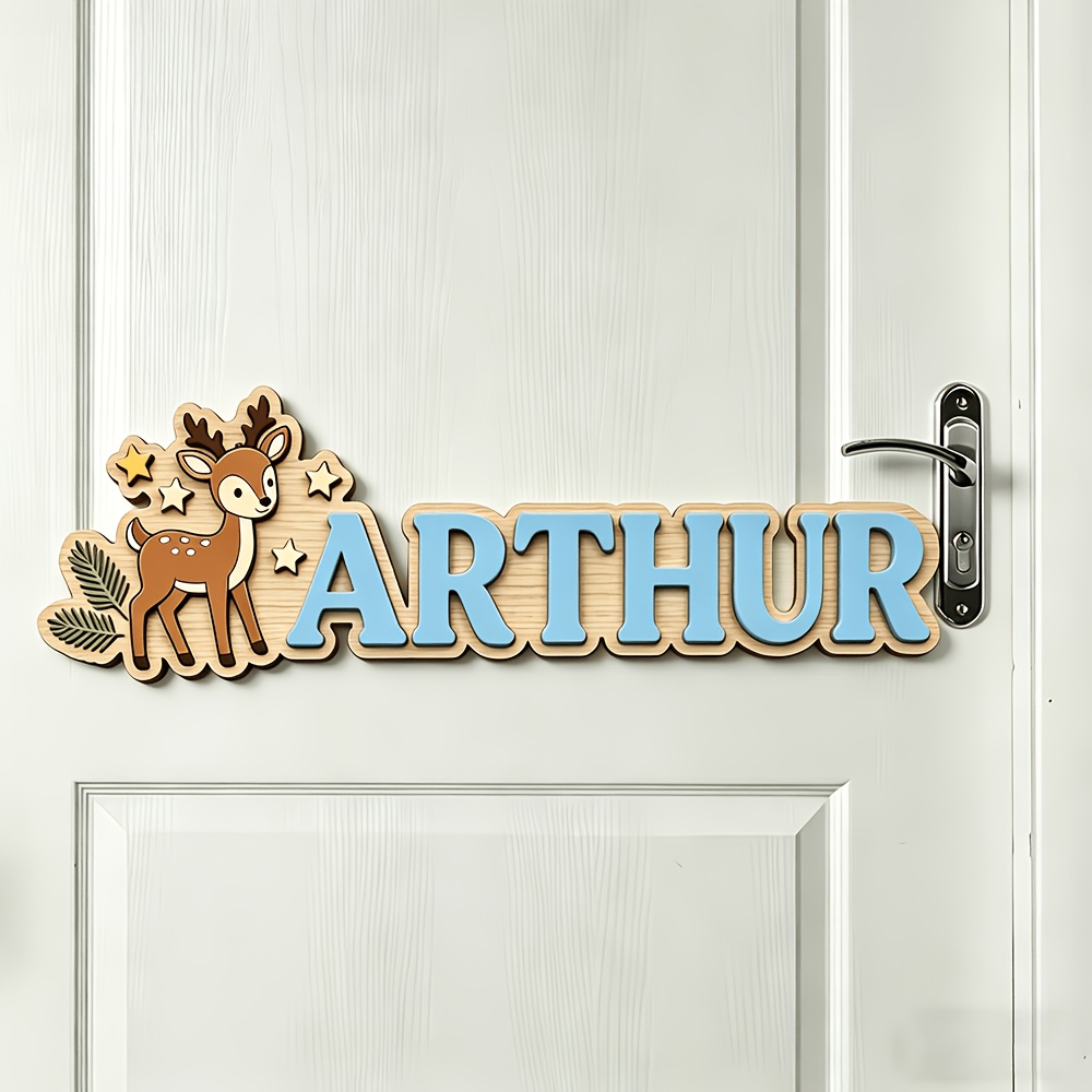 Custom Deer & Star Wooden Name - Baby Nursery Hanging Decor recension och pris