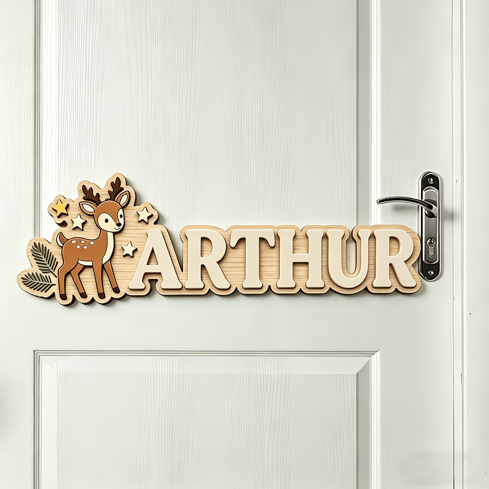 Custom Deer & Star Wooden Name - Baby Nursery Hanging Decor recension och pris