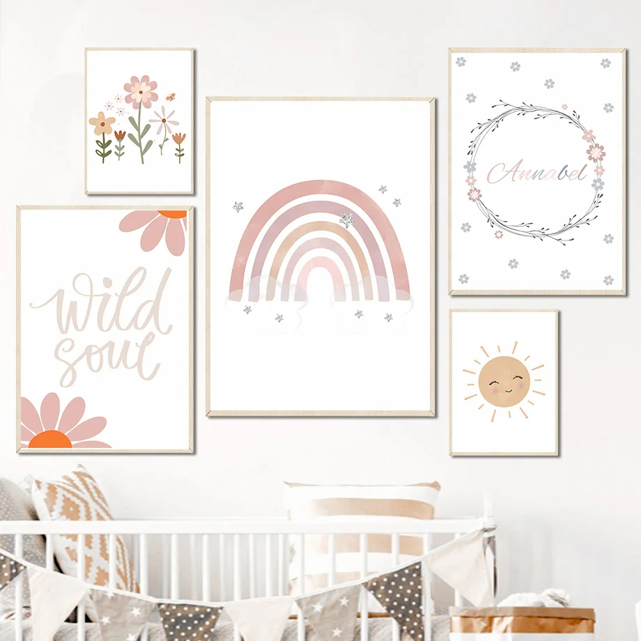 Boho Rabbit Flower Sun Rainbow - Baby Nursery Mirror recension och pris