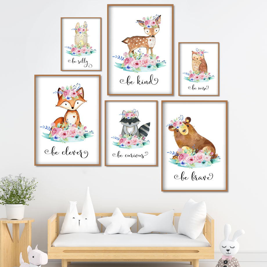 Cartoon Fox Deer Rabbit Baby A - Baby Nursery Mirror recension och pris