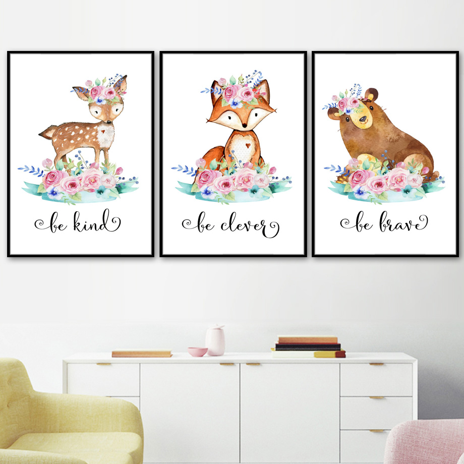 Cartoon Fox Deer Rabbit Baby A - Baby Nursery Mirror recension och pris
