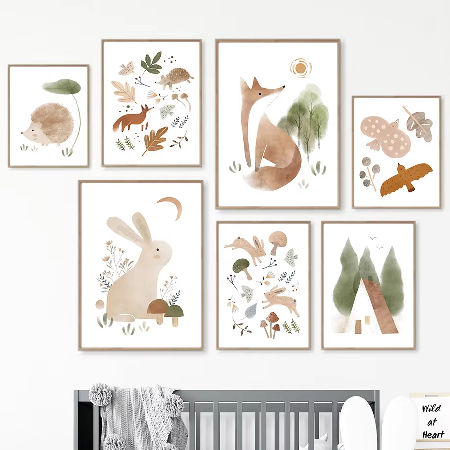 Boho Rabbit Fox Hedgehog Bird  - Baby Nursery Mirror recension och pris