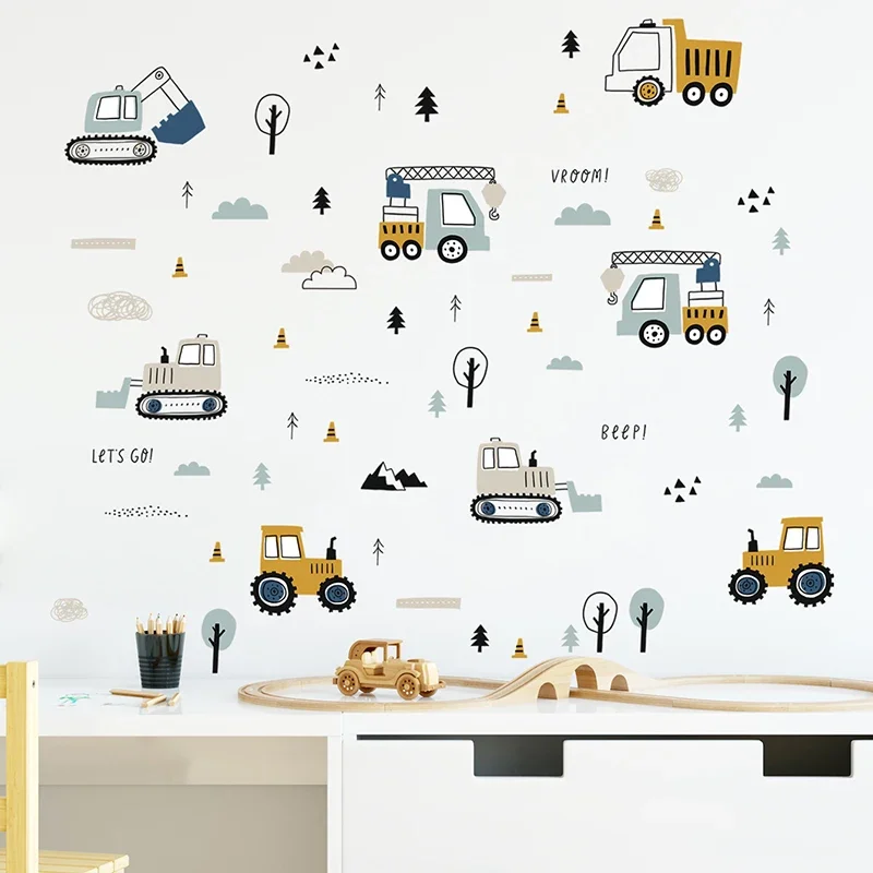 Hand Drawn Cute Cars Cargo Tru - Wall Decal Nursery recension och pris