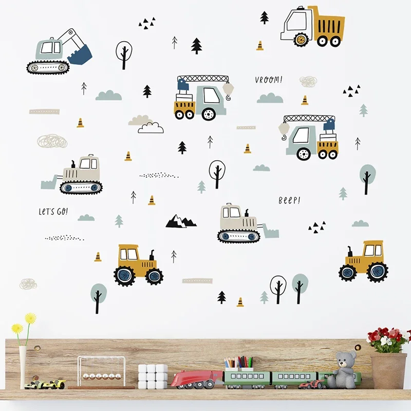 Hand Drawn Cute Cars Cargo Tru - Wall Decal Nursery recension och pris