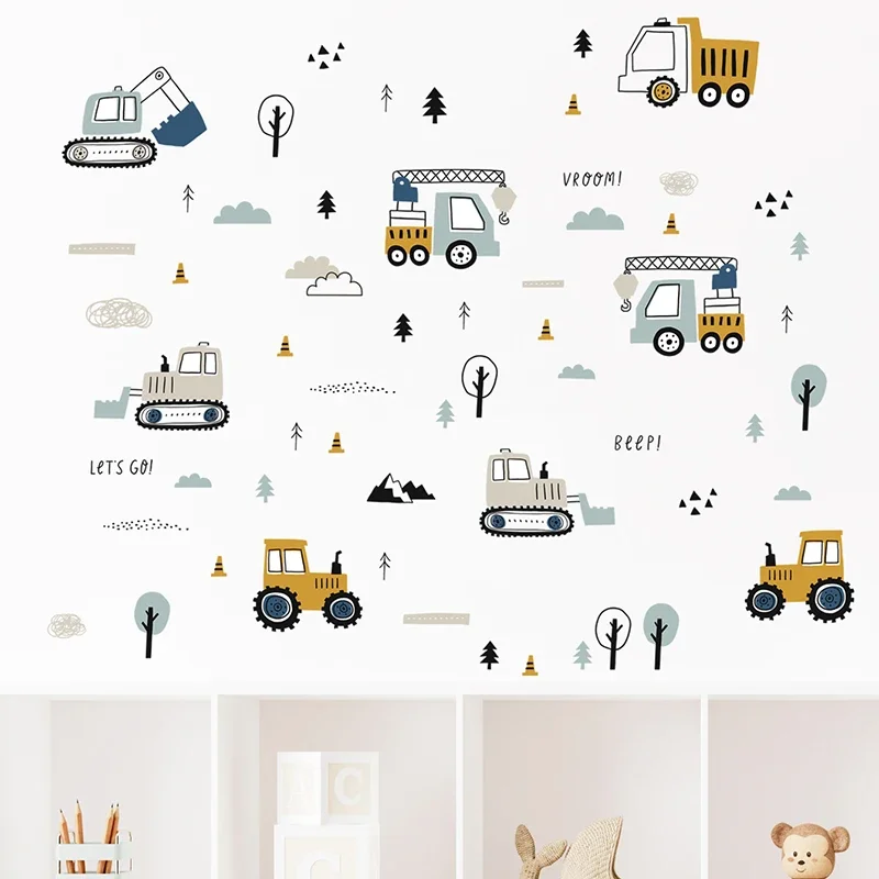 Hand Drawn Cute Cars Cargo Tru - Wall Decal Nursery recension och pris