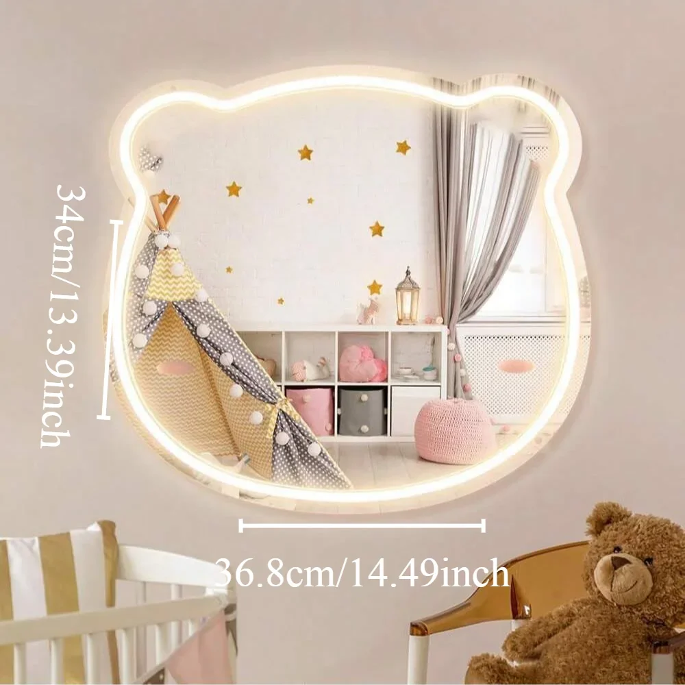 Bear Shaped Mirror Neon Sign D - Baby Nursery Mirror recension och pris