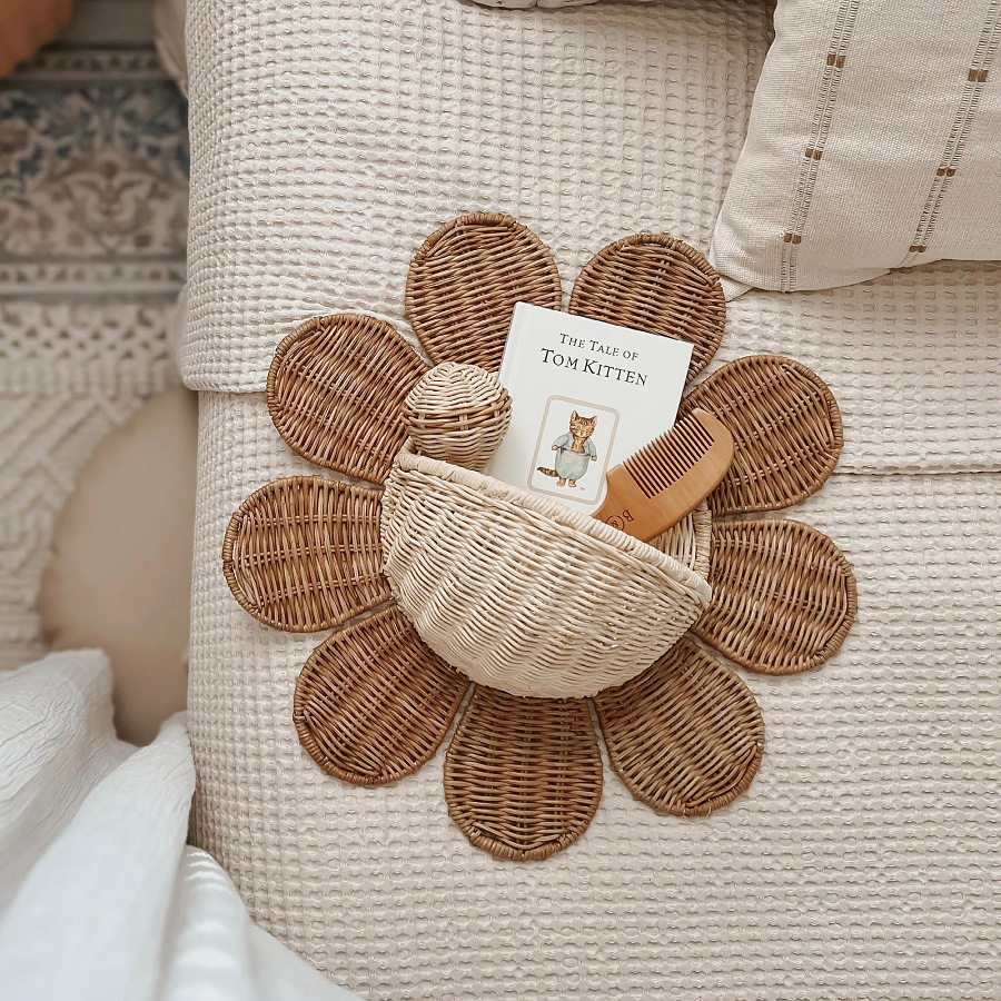 Nordic Sun Flower Hand-woven R - Baby Nursery Basket recension och pris